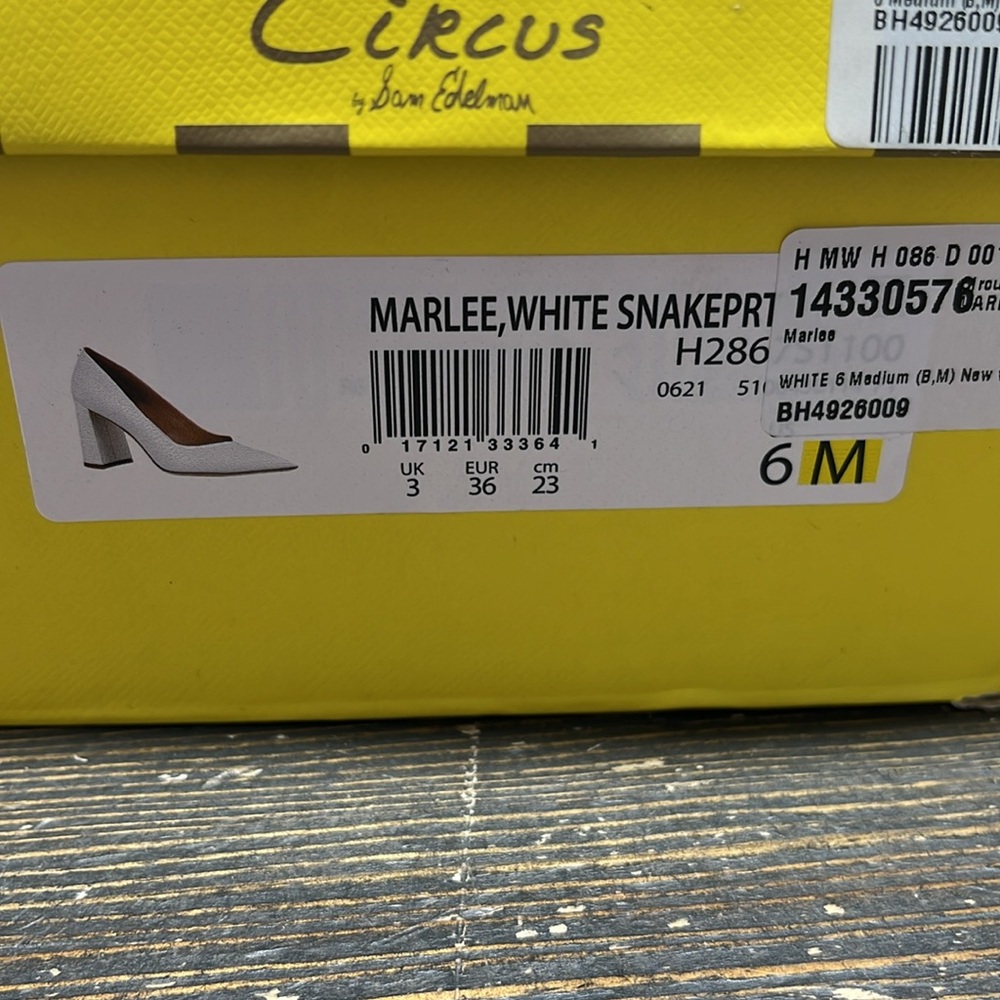 CIRCUS BY SAM EDELMAN MARLEE SNAKEPRINT HEEL WHITE - 6 - Picture 6 of 7